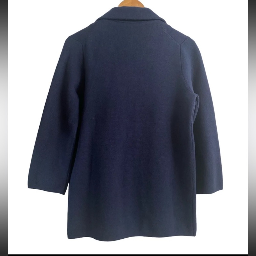 Quince Navy Blue Organic Cotton Knit Blazer Jacket Long Sleeve sz XS Women's NWT - Picture 5 of 6
